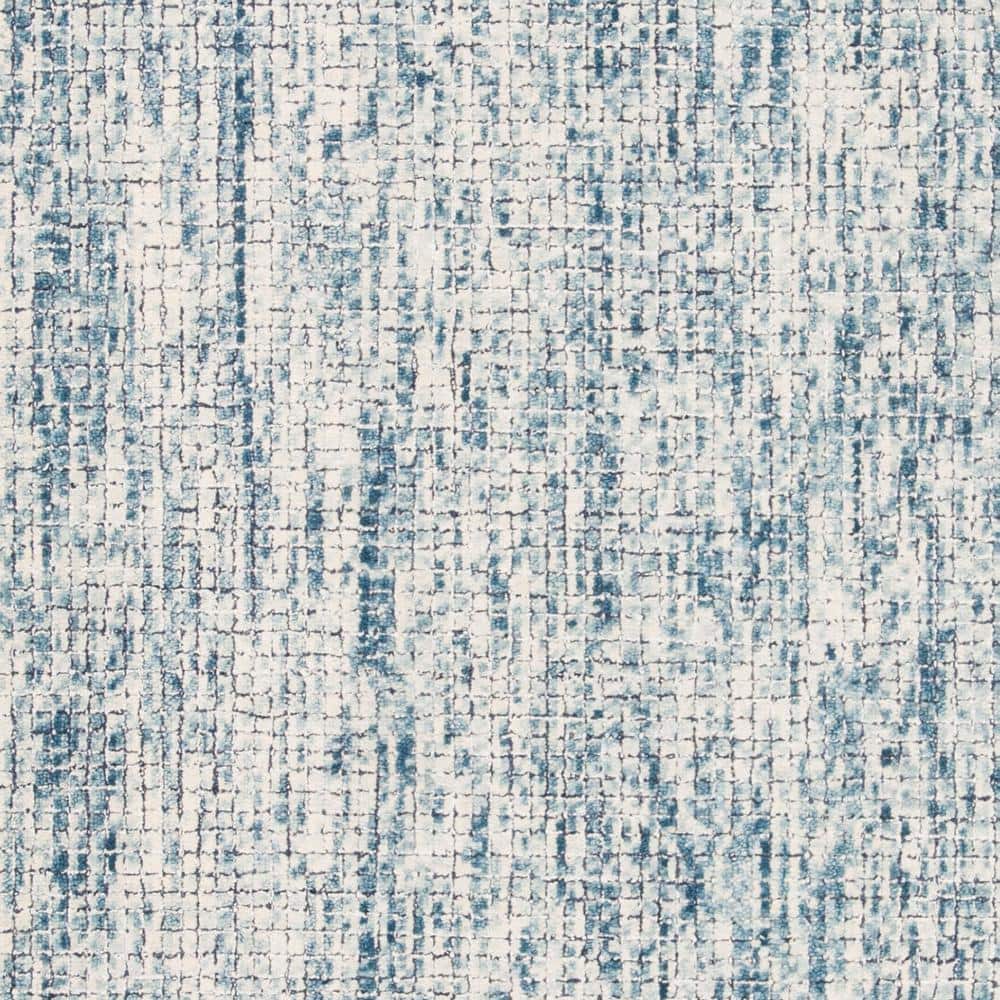 Ivory and Navy Abstract Wool 4' x 6' Area Rug