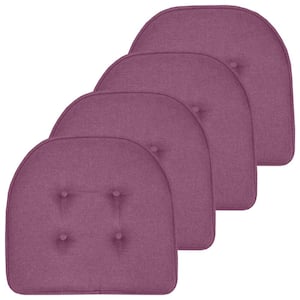 Purple, Solid U-Shape Memory Foam 17 in. x 16 in. Non-Slip Indoor/Outdoor Chair Seat Cushion (4-Pack)