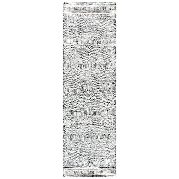 SAFAVIEH Abstract Ivory/Charcoal 2 ft. x 20 ft. Geometric Runner Rug