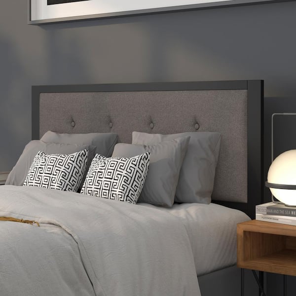 Carnegy Avenue Bristol Metal Tufted Upholstered Full Size Headboard in Dark Gray Fabric