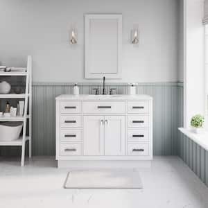 Hartford 48 in. W x 22 in. D x 34 in. H Single Sink Vanity in White with Marble Top White Basin, Faucet and Mirror