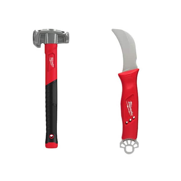Milwaukee 36 oz. 4-in-1 Lineman's Hammer with Lineman's Hawkbill Knife with STICKWORK 3-in-1 Ring