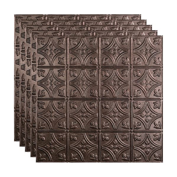 Fasade Traditional #1 2 ft. x 2 ft. Smoked Pewter Lay-In Vinyl Ceiling Tile (20 sq. ft.)