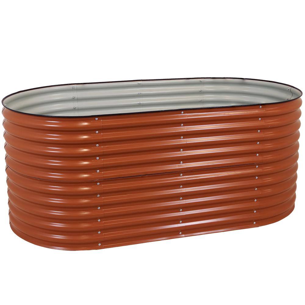 Large Brown Galvalume Steel Oval Raised Garden Bed