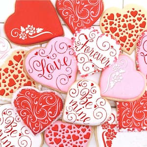 Contemporary Hearts and Love, Be Mine, Forever Hearts Cookie Stencil Bundle (6 Patterns)