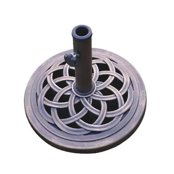 Angel Sar 22 Ibs. Cast Stone Patio Umbrella Base, 18in. Bronze Powder Coated Finish