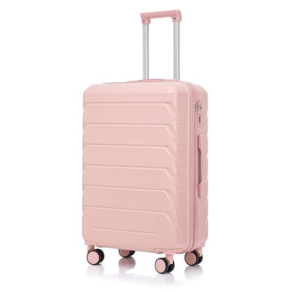 28 in. Pink ABS Hard Shell Scratch Resistant Surface Spinner Suitcase with Combination Lock and Side Hooks