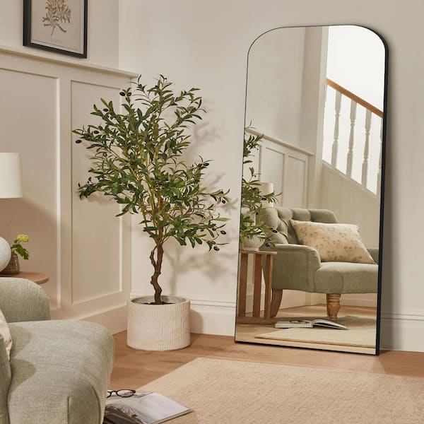 Dovelina 21 in. W x 64 in. H Modern Arch Iron Frame Full Length Black Dressing Mirror