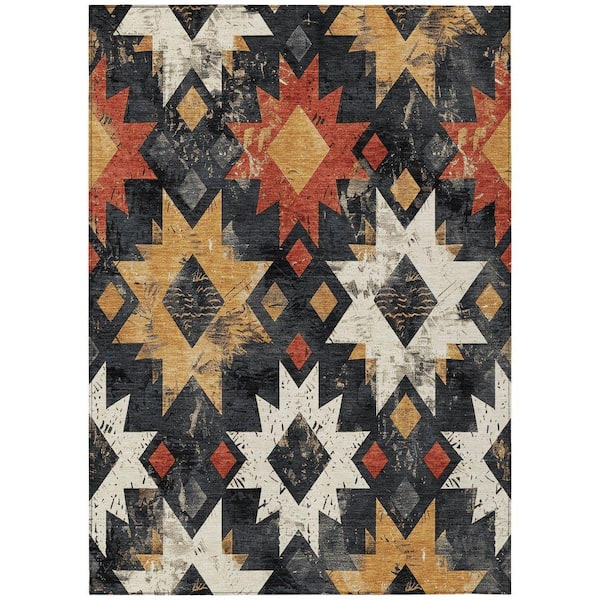 Chantille Machine Washable Indoor/Outdoor Abstract ACN1879 Black 10 ft. x 14 ft. Accent Rug