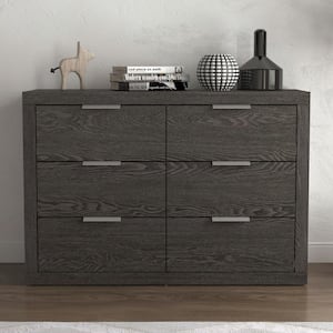 Harlowin 6-Drawer Dark Grey Oak Dresser (31.7 in. H x 46.5 in. W x 16.1 in. D)