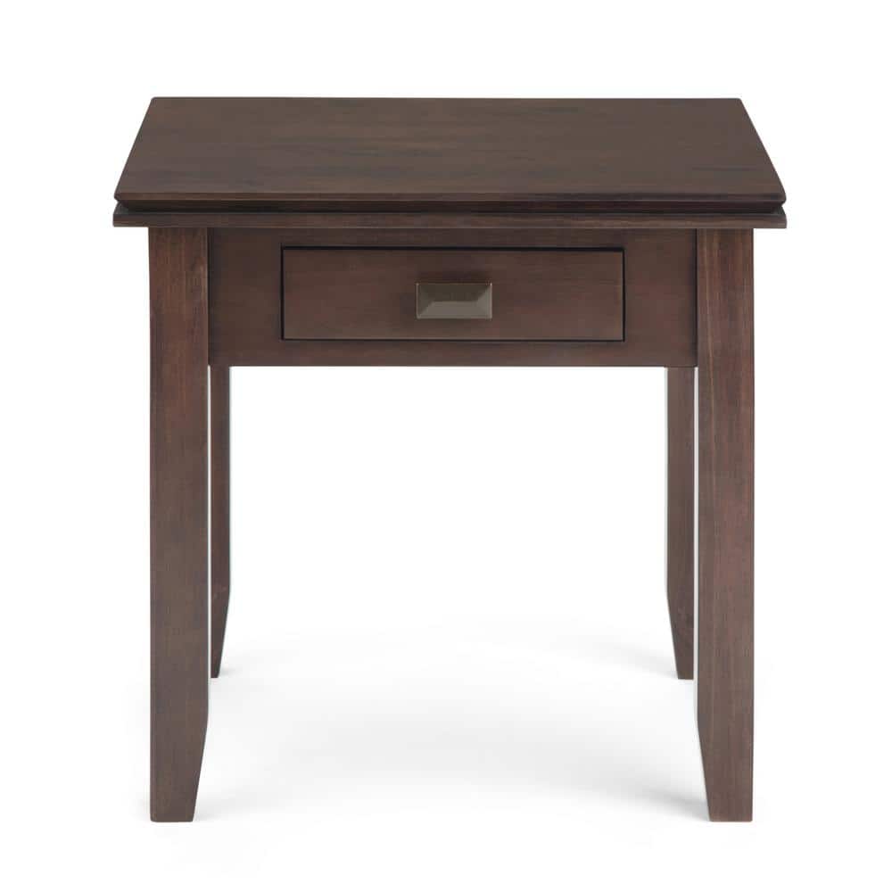 Artisan Tobacco Brown Solid Wood Square End Table with Storage