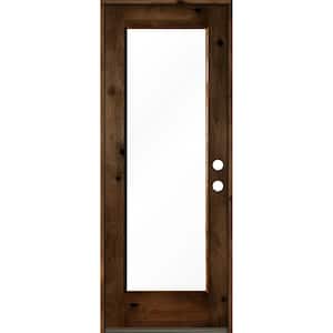 30 in. x 80 in. Rustic Knotty Alder Left Hand Full-Lite Clear Provincial Stain Wood Inswing Single Prehung Front Door