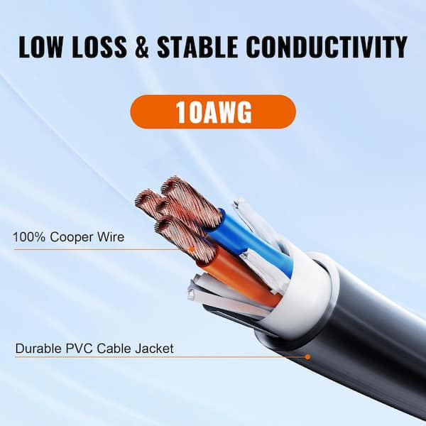 25 Feet 125V 30A RV Power Extension Cord [NEMA TT-30P/30R] [Heavy Duty