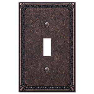 Imperial Bead 1 Gang Toggle Metal Wall Plate - Tumbled Aged Bronze