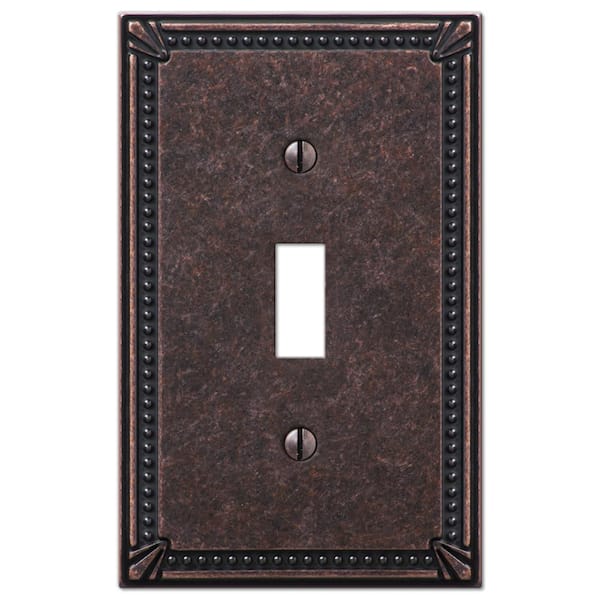 AMERELLE Imperial Bead 1 Gang Toggle Metal Wall Plate - Tumbled Aged Bronze