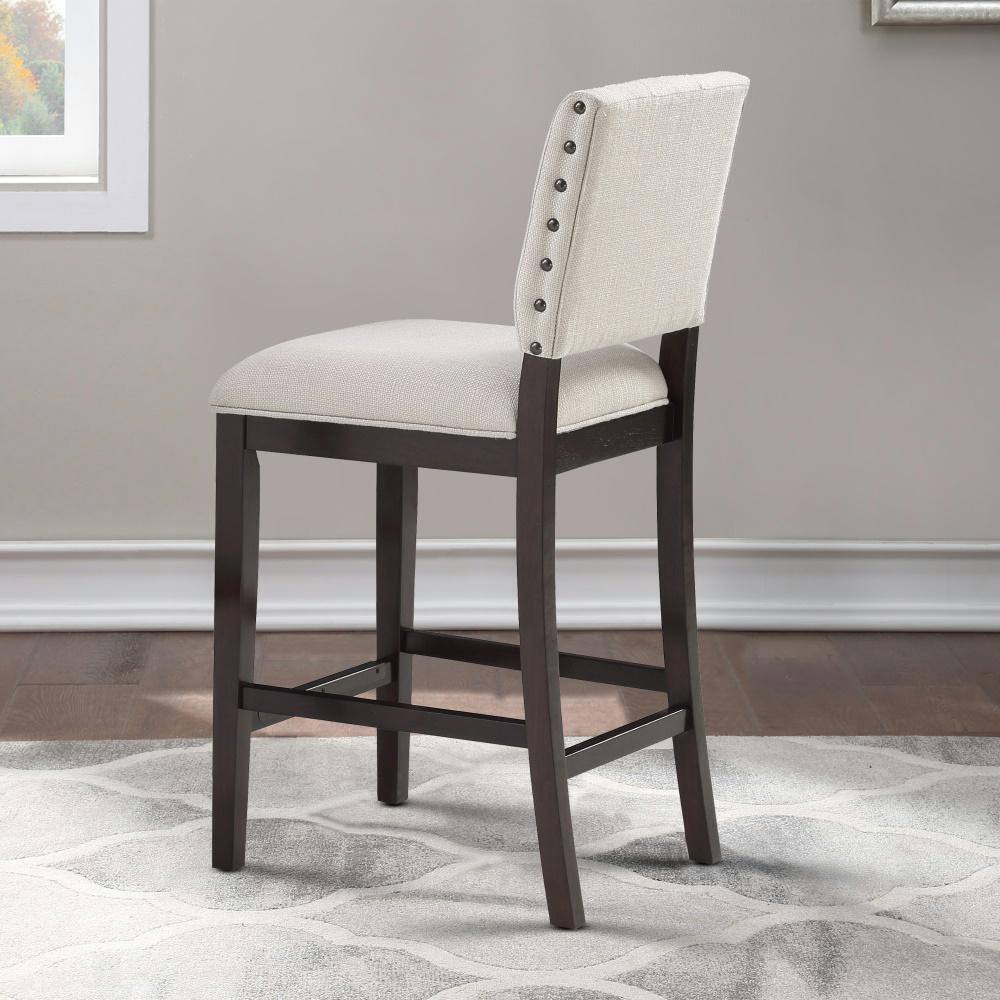 Lynwood Transitional Cream & Walnut Wood Counter Stool, 26-inch