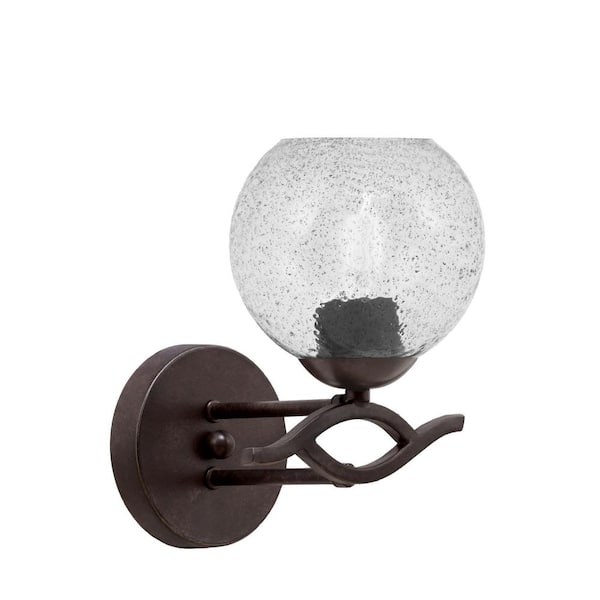 Unbranded Revo 1-Light Dark Granite Wall Sconce 5.75 in. Smoke Bubble Glass