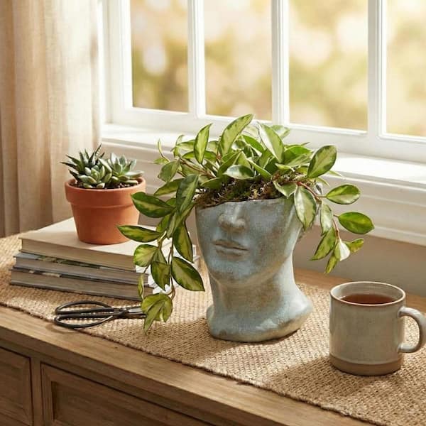 Half Face Plante Concrete Planter Decorative Pots (7 in. W x 8 in. H)  HP85SNXM31 - The Home Depot