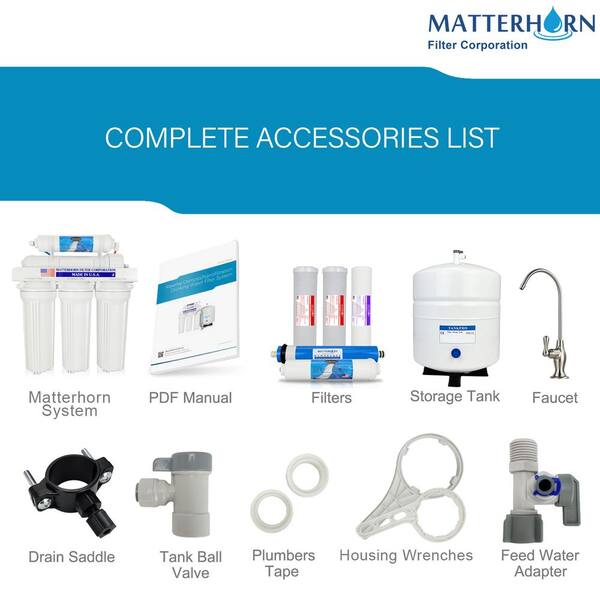 5-Stage Under-Sink Superior Reverse Osmosis Water Filter System 50 GPD Membrane