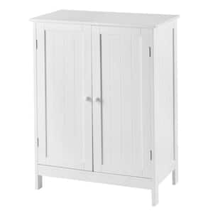 23.5 in. W x 14 in. D x 34.5 in. H White Bathroom Floor Storage Double Door Linen Cabinet