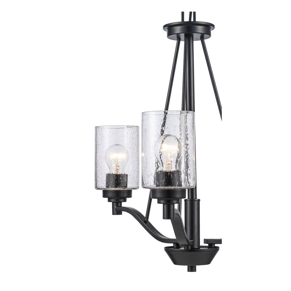 Simi Modern Black Mini Chandelier with Seeded Glass Shades