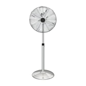 16 in. 3-Speed Adjustable-Height Stand Fan Pedestal Fan in Silver, Horizontal Ocillation 75°