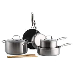 FAMYYT 3-Piece Blue Stainless Steel Cookware Sets Frying Pan Set