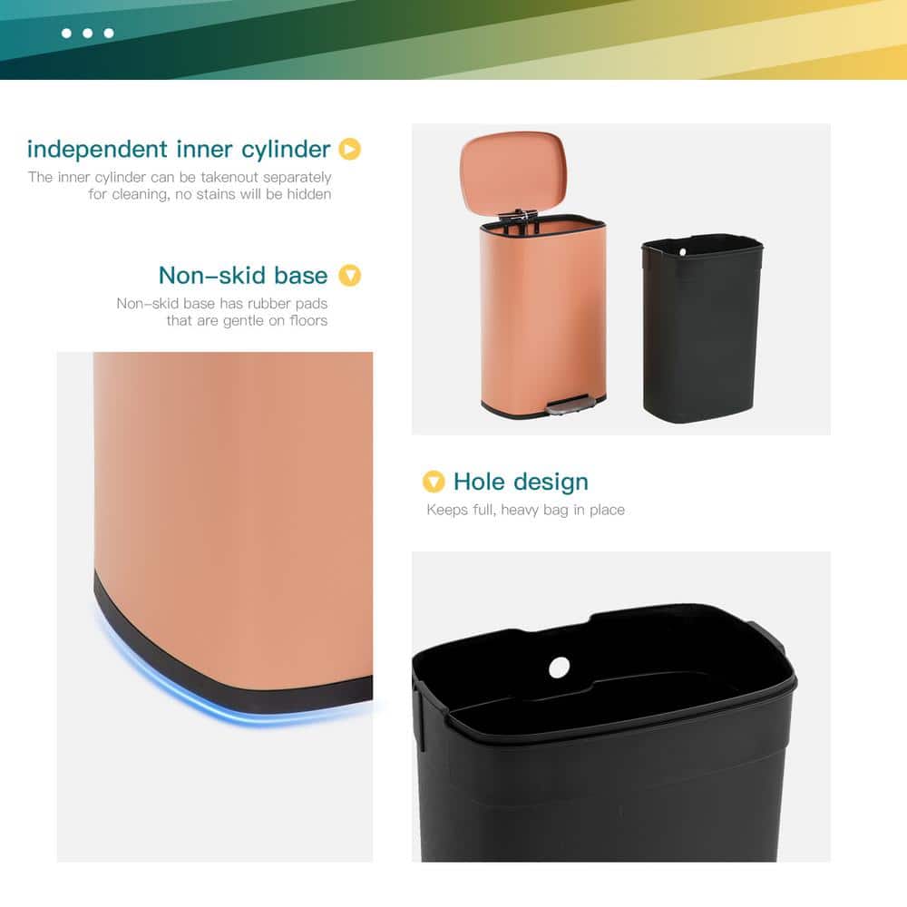 Pink Stainless Steel 13 Gallon Pedal Trash Can