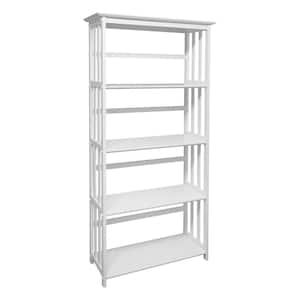63 in. White Wood 4-shelf Etagere Bookcase with Open Back