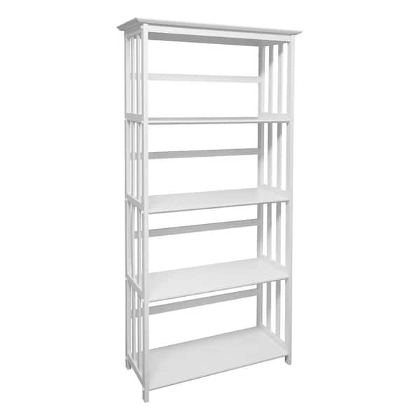 Casual Home 63 in. White Wood 4-shelf Etagere Bookcase with Open Back
