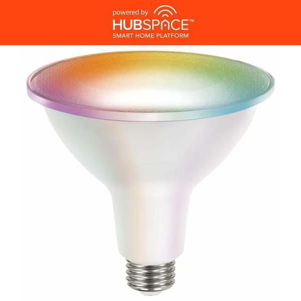 EcoSmart 120-Watt Equivalent Smart PAR38 Color Changing CEC LED Spot Light Bulb with Voice Control Powered by Hubspace (1-Bulb)