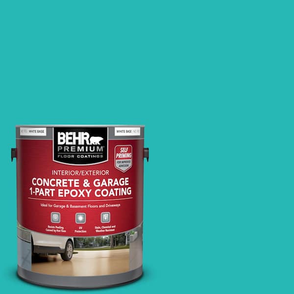 1 gal. #MQ4-21 Caicos Turquoise Self-Priming 1-Part Epoxy Satin Interior/Exterior Concrete and Garage Floor Paint