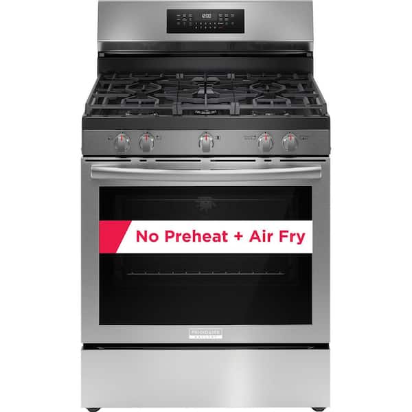 30 in. 5 Element Free-Standing Rear Control Gas Range in Finger Print Resistant Stainless Steel with Air Fry