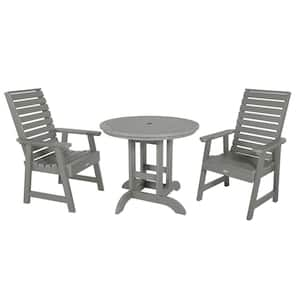 Weatherly Coastal Teak 3-Piece Recycled Plastic Round Outdoor Dining Set