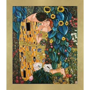 Kiss in the Garden (Luxury Line) by Gustav Klimt Semplice Specchio Framed People Oil Painting Art Print 24 in. x 28 in.