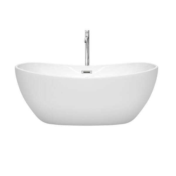 60 in. x 30 in. Freestanding Tub with Center Drain in High Gloss White  DB256806-6030WH