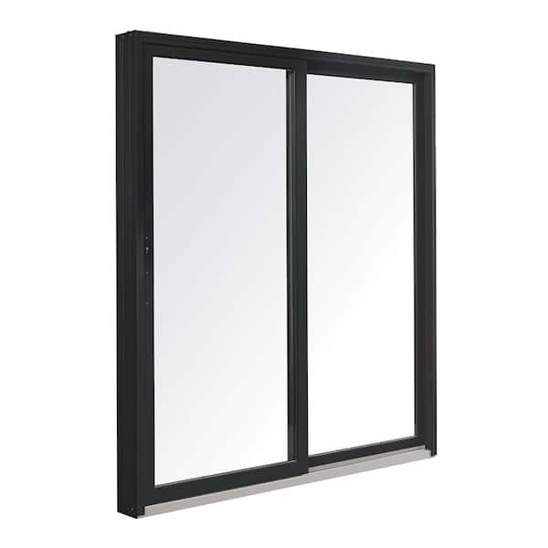 70-1/2 in. x 79-1/2 in. 200 Series Black Right-Hand Perma-Shield Sliding Patio Door with Black Interior, Fixed Panel