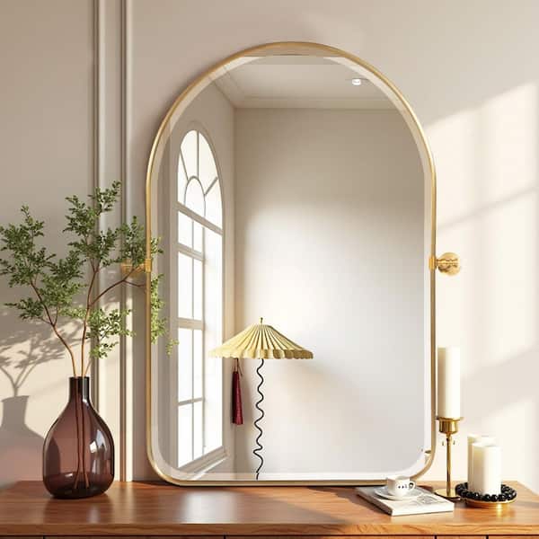 MAYEERTY Gold 24 in. W x 36 in. H Modern Arch Metal Framed Hanging
