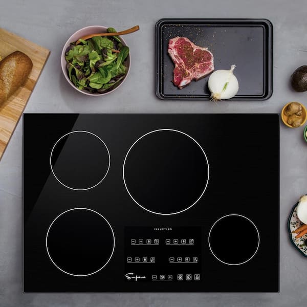 Built-In 30 in. Electric Induction Cooktop in Black with 4 of Elements Including Simmer Element