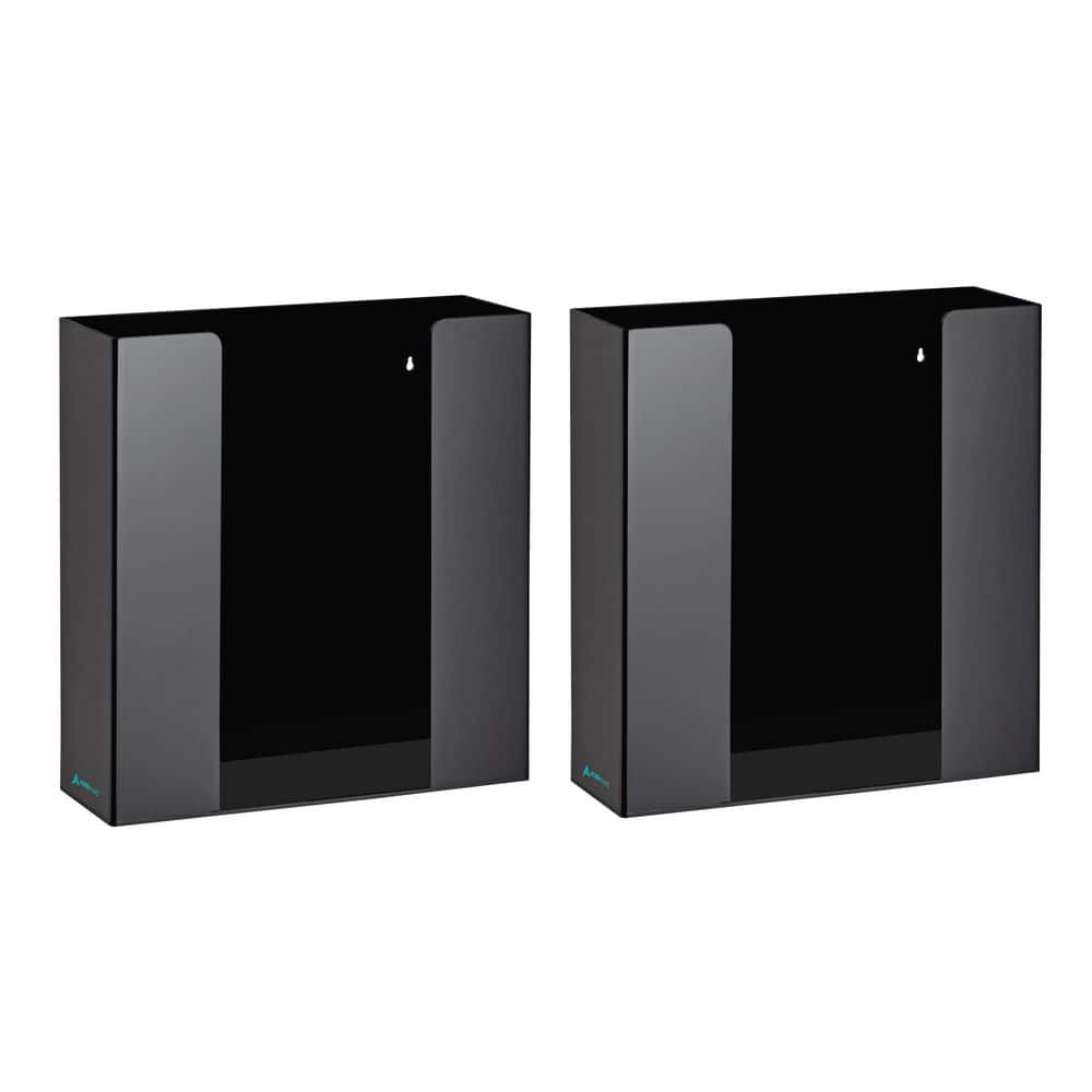 Double Box Capacity Acrylic Black Glove Dispenser (2-Pack)