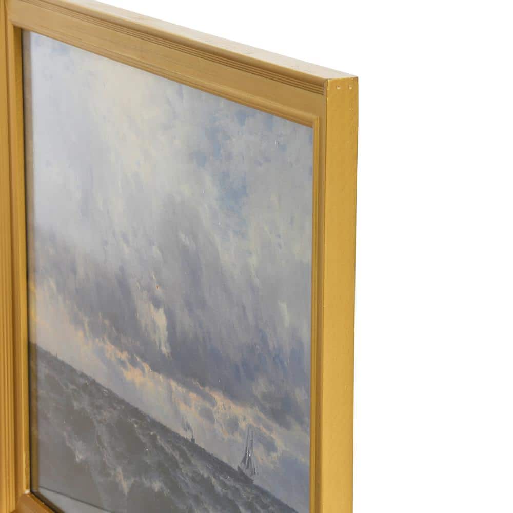 Nautical Seascape Wall Art with Gold Frame and Glass Cover