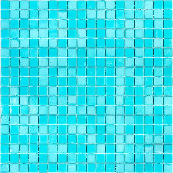 Apollo Tile Skosh 4" x 6" Glossy Turqouise Green Glass Mosaic Uniform square Wall and Floor Sample Tile 0.13 sq. ft./Piece (1-Pack)