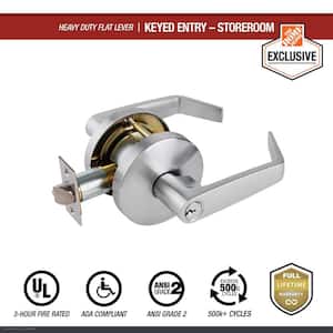 Heavy Duty Commercial Storeroom Lever Cylindrical Chassis ADA UL 3-Hour Fire ANSI Grade 2 Satin Chrome