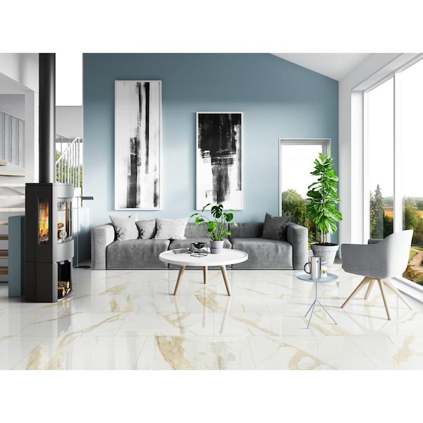 MSI Ader Calacatta 24 in. x 48 in. Polished Porcelain Marble