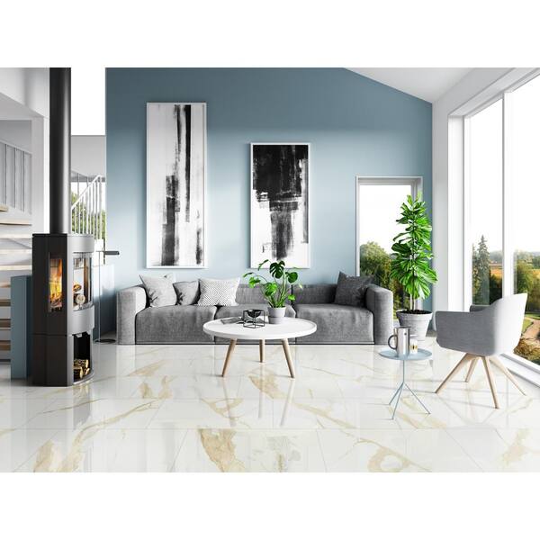 MSI Ader Calacatta 24 in. x 48 in. Polished Porcelain Marble