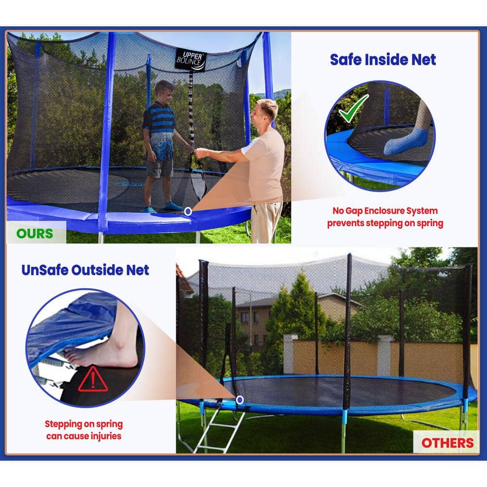 15 FT Blue Round Trampoline with Safety Enclosure
