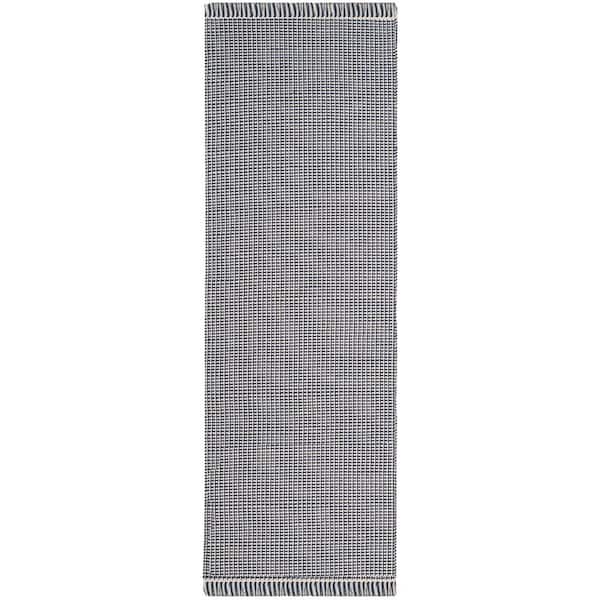 SAFAVIEH Montauk Ivory/Navy 2 ft. x 14 ft. Multi-Striped Solid Color Runner Rug