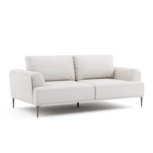 Furniture of America Orlandi 81 in. Flared Arm Chenille Rectangle Sofa in White With Extendable Backrest