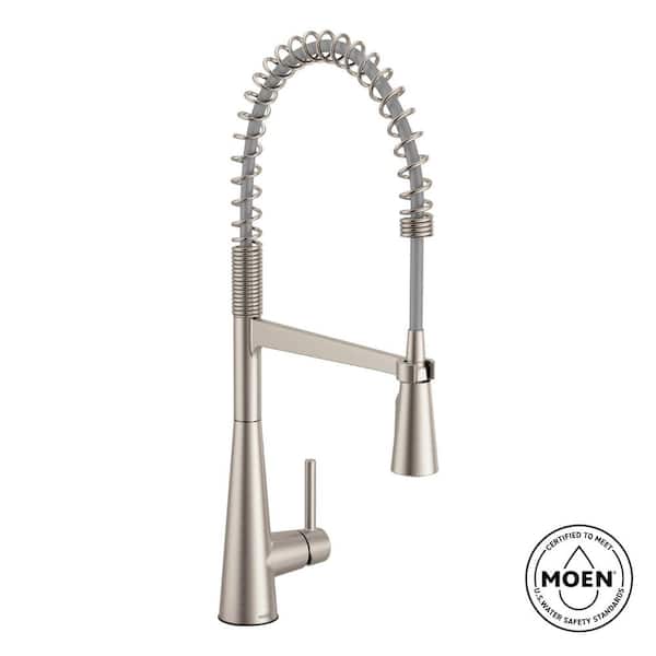 Sleek Single-Handle Pre-Rinse Spring Pulldown Sprayer Kitchen Faucet with Power Clean in Spot Resist Stainless