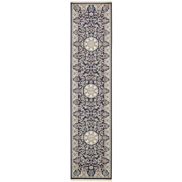 Unique Loom Narenj Newcastle Navy Blue 3' 0 x 13' 0 Runner Rug